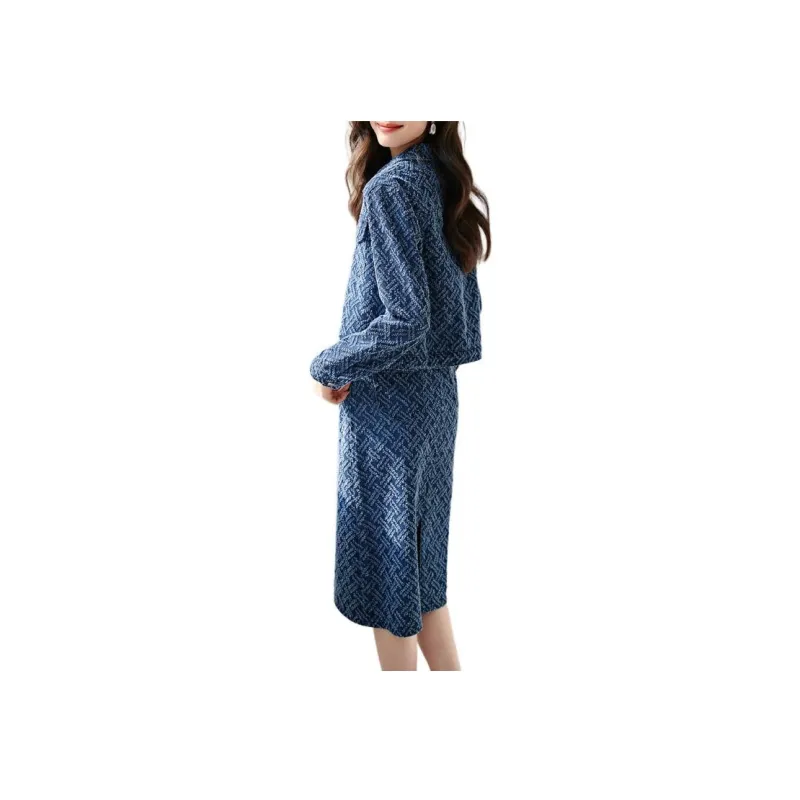 Mo Han Yi Mei Skirt Set Women's Denim Blue-2