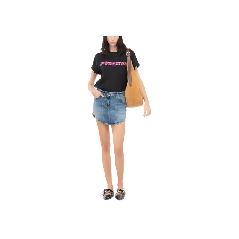 PINKO Logo Printed Crewneck T Shirt-2