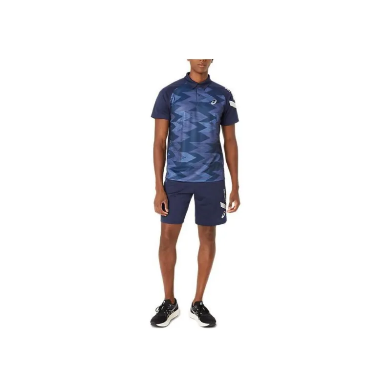 Asics A I M Dry Graphic Down Polo Shirt Polo Shirt Unisex Midnight Blue-3