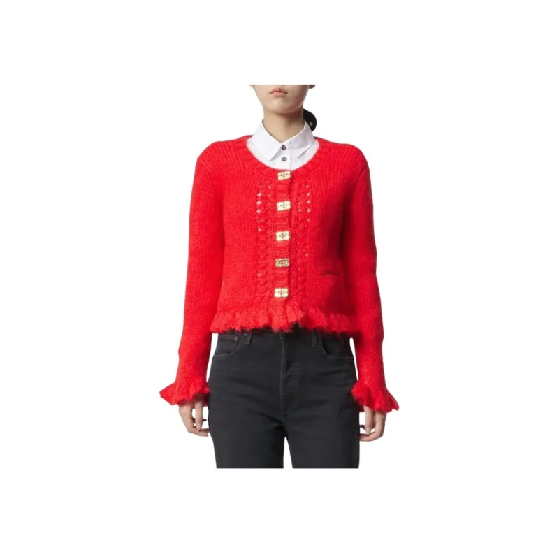 GANNI Mohair Butterfly Buttoned Long Sleeved Cardigan-2