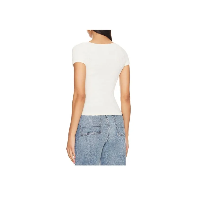 FREE PEOPLE T-Shirt Women's Beige Yellow-0