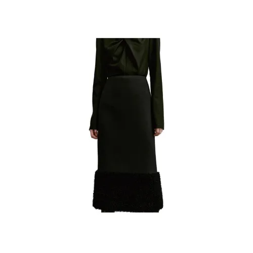 INSISFEMME 블랙 여성 캐주얼 롱 스커트