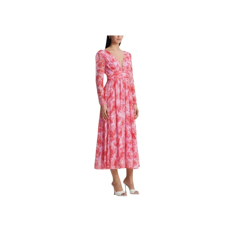 SCANLAN THEODORE Silk Georgette Peony Print Dress Long-Sleeved Dresses Women's Pink/Pink-2