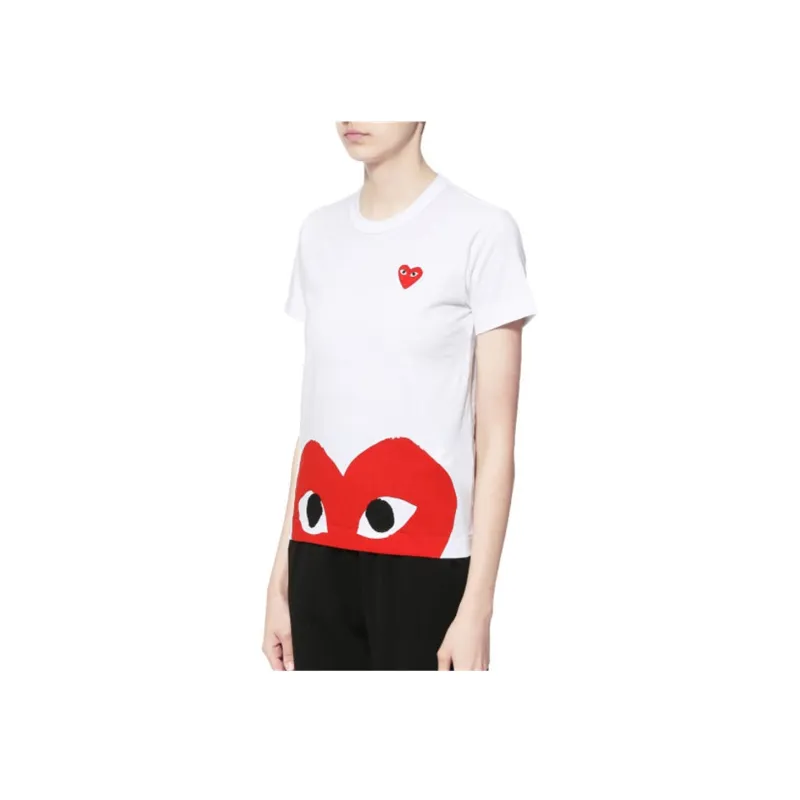Comme Des Garçons Play T-Shirt Big Half Red Heart 'White'-2