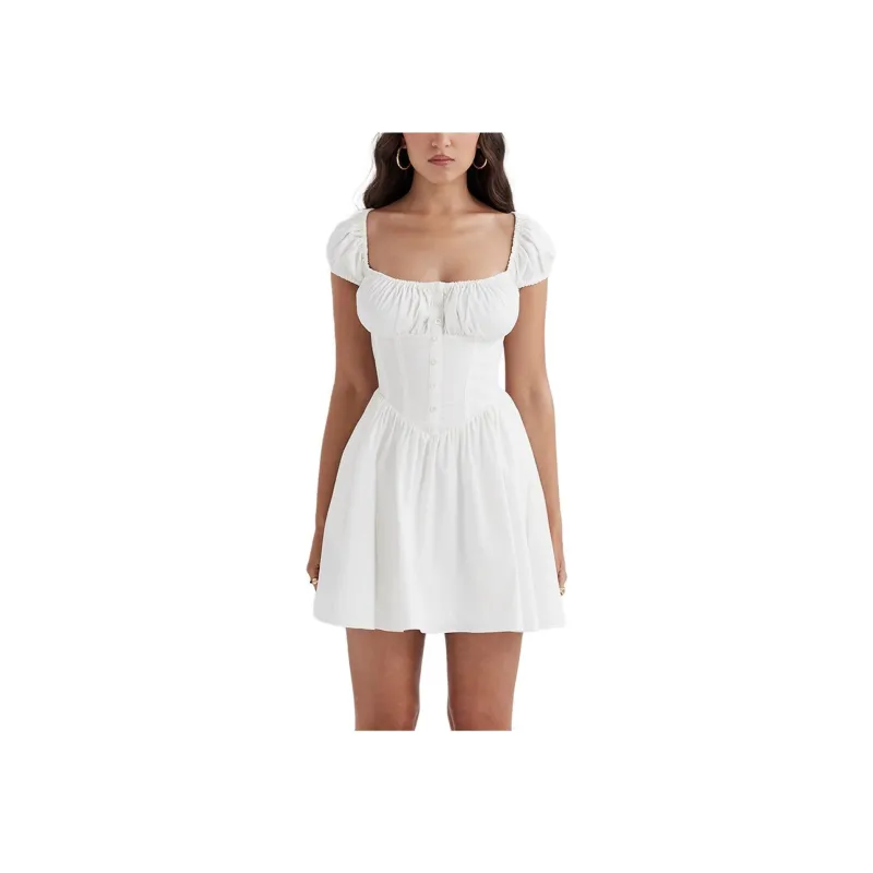HOUSE OF CB NALA Short Sleeved Dress Women's White/White-2