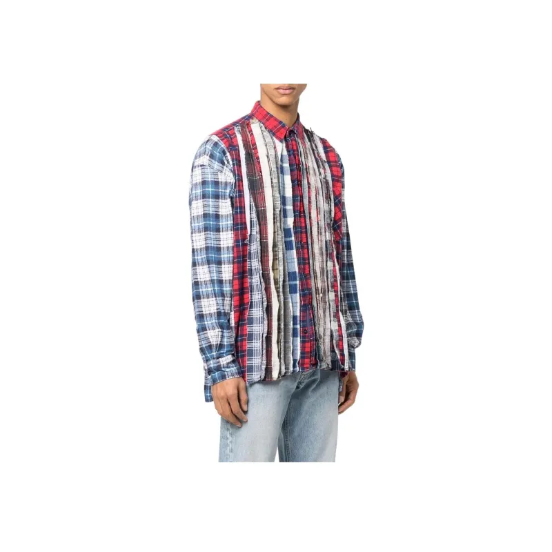 Needles Flannel Shirt Ribbon Wide Shirt-3