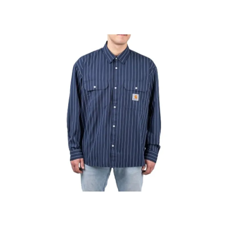Carhartt WIP Men Camisa Orlean Shirt Blue-2