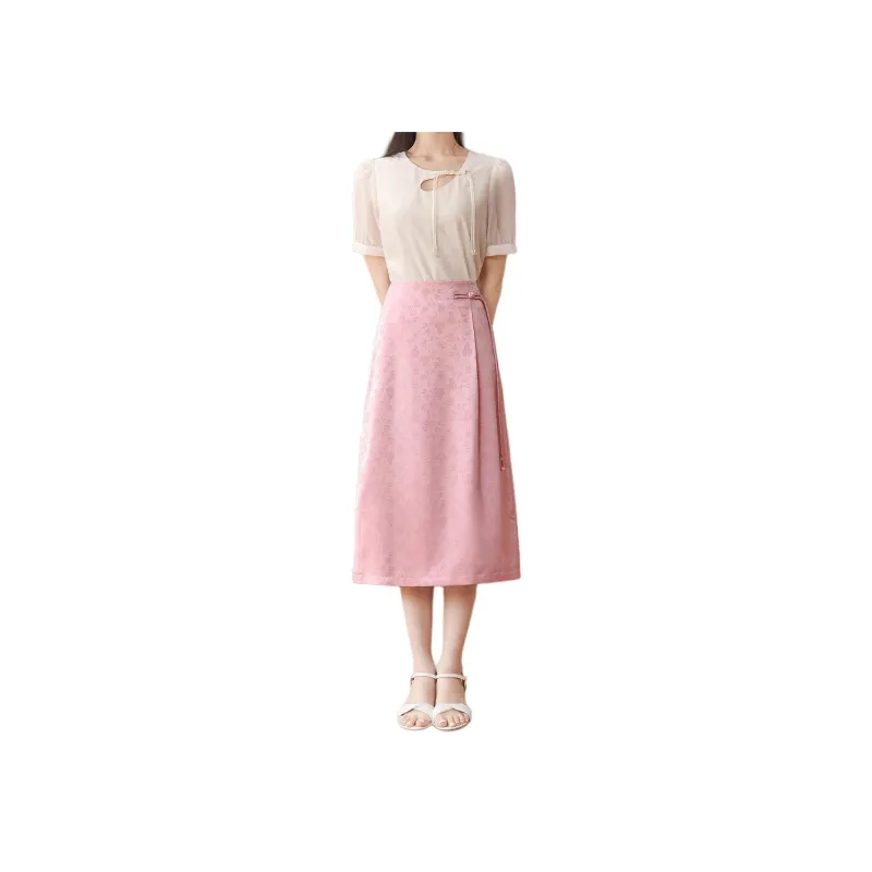 Like The Age Of Water Casual Long Skirt Women's Pink-0