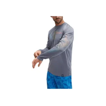 Speedo Men's Long Sleeve Graphic Swim Rashguard Navy T Shirt Men's Gray