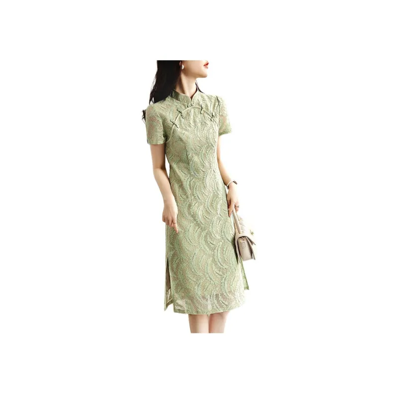 XWI Short Sleeved Dress Women's Elegant Green-2