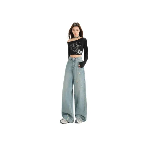 TLONELY1 빈티지 블루 여성 청바지