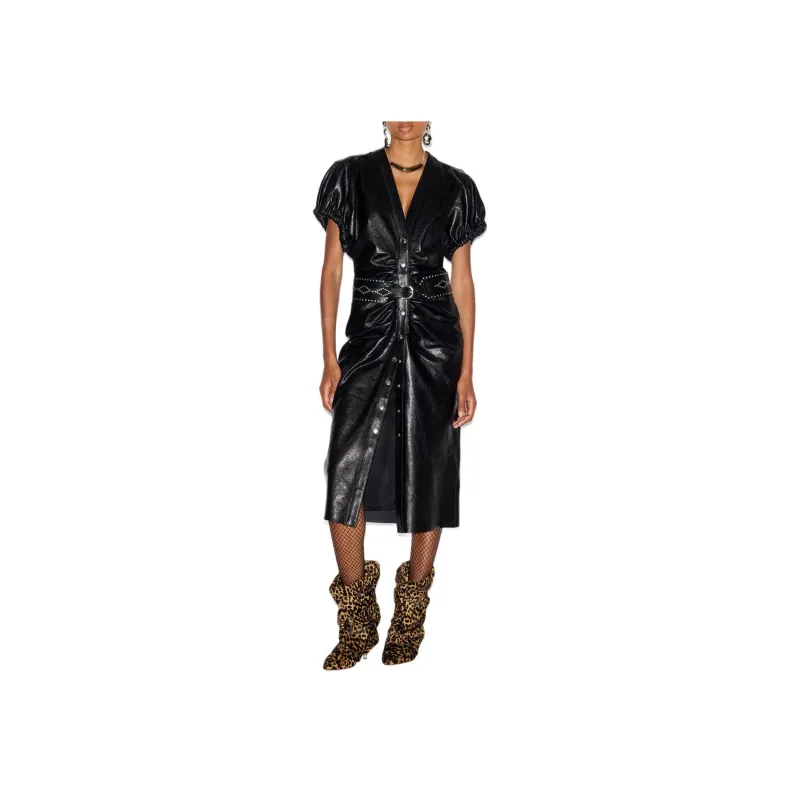 ISABEL MARANT Ruched Leather Dress-1