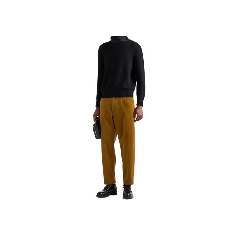 PRADA Triangle Logo Tapered Leg Trousers-1