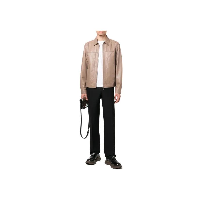 THEORY Leather Jackets Men Khaki-1
