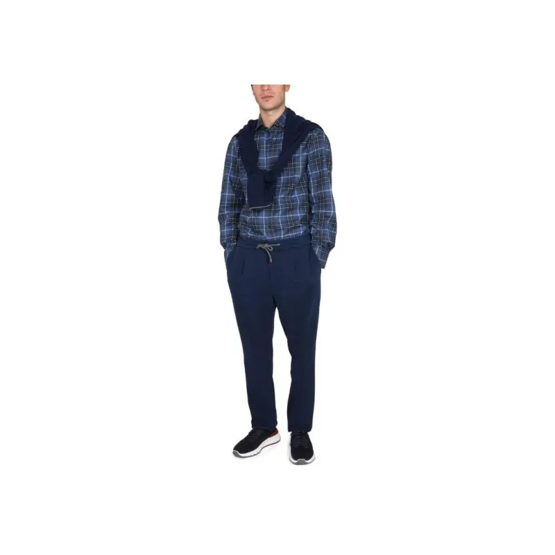 Brunello Cucinelli FW22 Knitted Sports Pants Men's Navy Blue-3