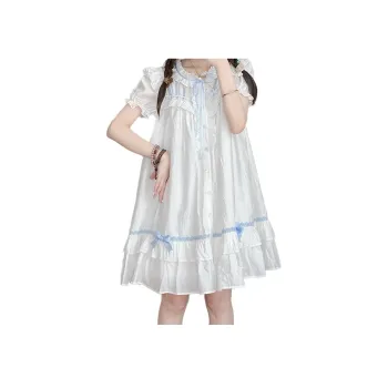 LALAJK Short Sleeved Dress Women's White