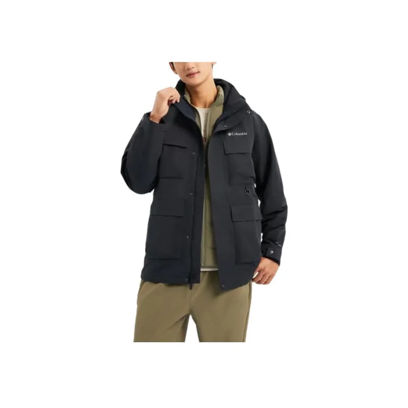 Columbia 2023 Fall Hiking Trail Running Hiking Waterproof, Windproof, And Breathable Windbreaker Jacket Men's Black-1