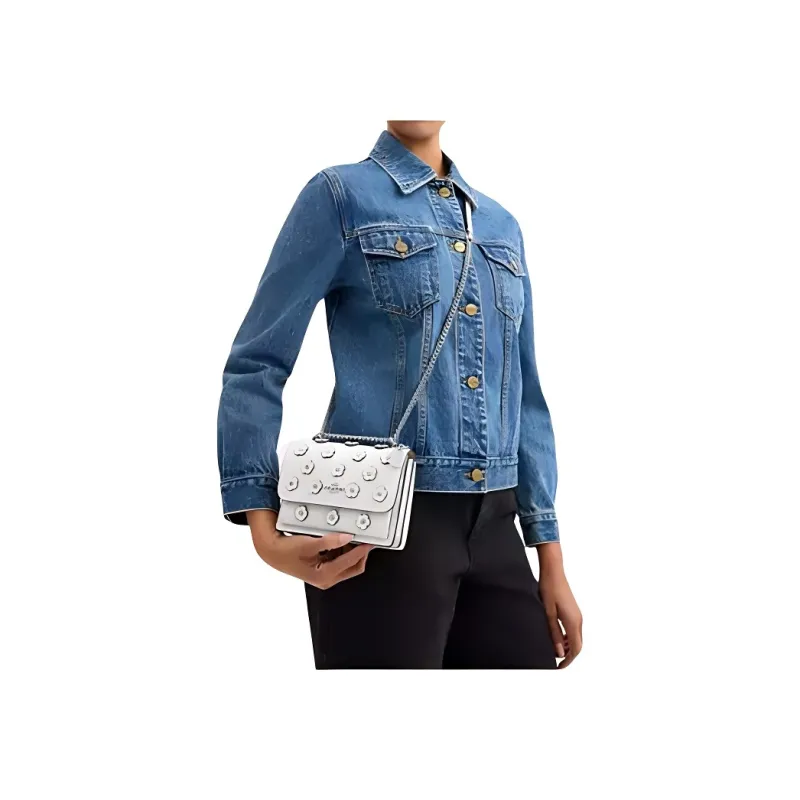 COACH Leather Shoulder Bag, Crossbody Bag Mini Women's Chalk White-3