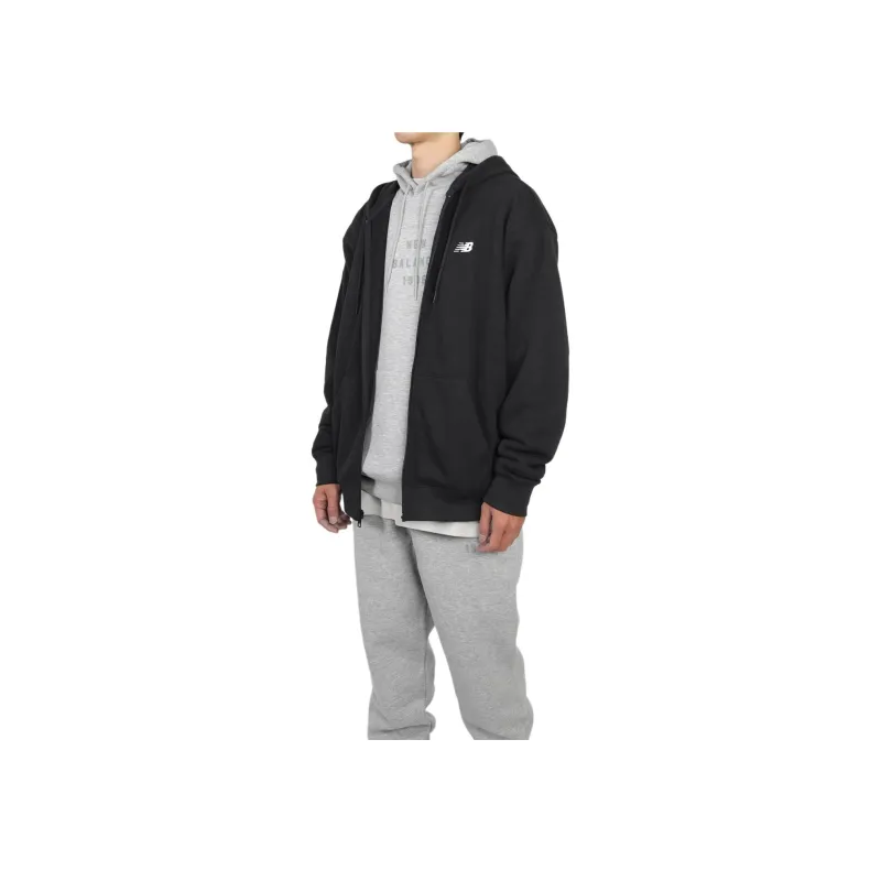 New Balance Logo Printed Zipped Drawstring Hoodie-3