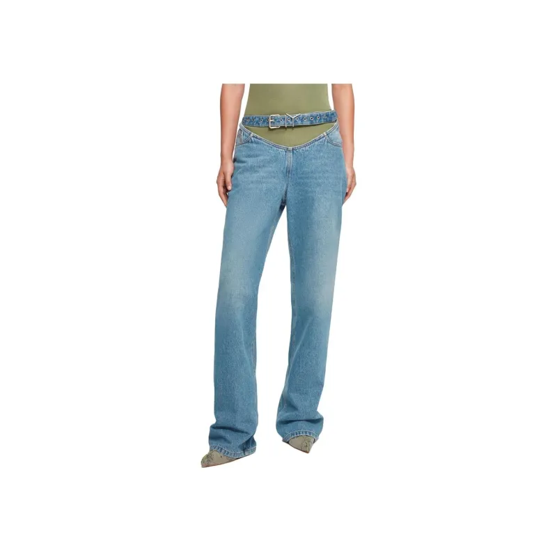 Y/Project Y Belt Cut Out Wide Leg Jeans-5