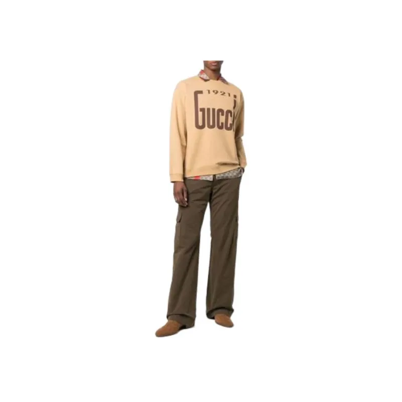 GUCCI 1921 Series SS22 CrewNeck Long Sleeve Sweatshirt Brown-1