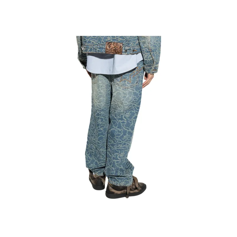 Bape Line Camo Jacquard One Point Relaxed Fit 13Oz Denim Pants-4