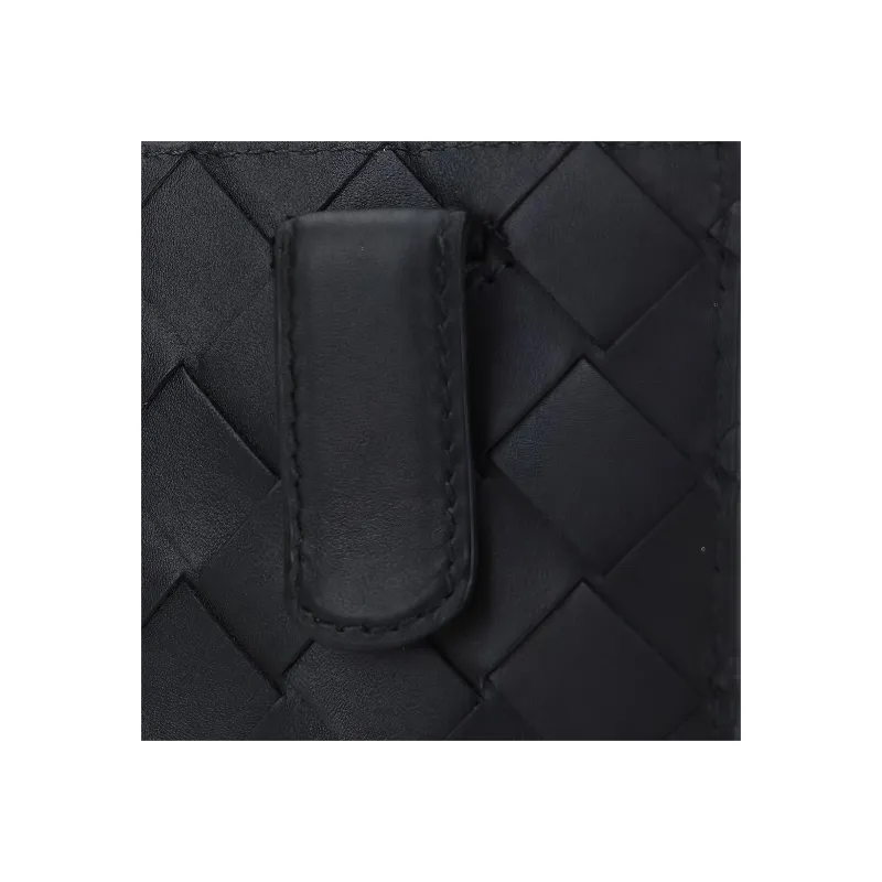 Bottega Veneta Intrecciato Cow Leather Card Holder Wallet Regular Men's Black-4