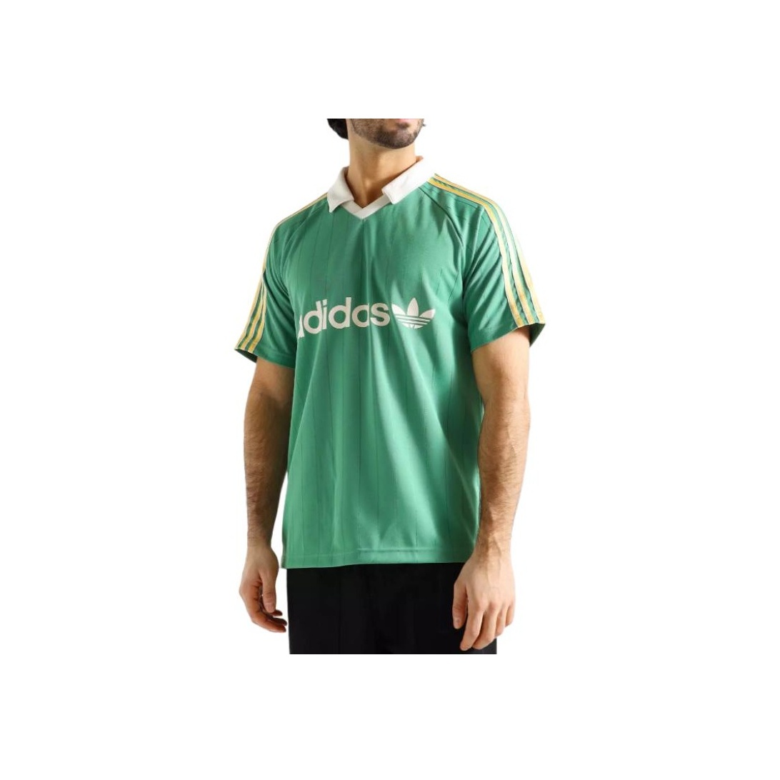 Adidas Men's Logo Pinstripe Jersey Green M - POIZON