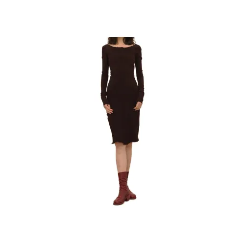 마크 르 비앙 퍼플 레드 여성 긴팔 원피스