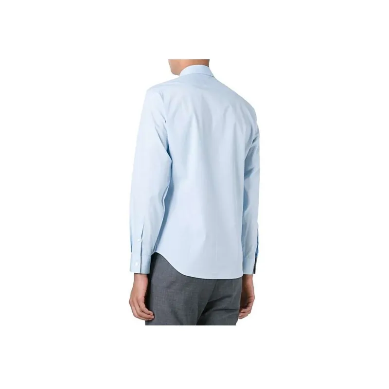 Burberry Mens Cotton Classic Long Sleeves Shirt Blue-6