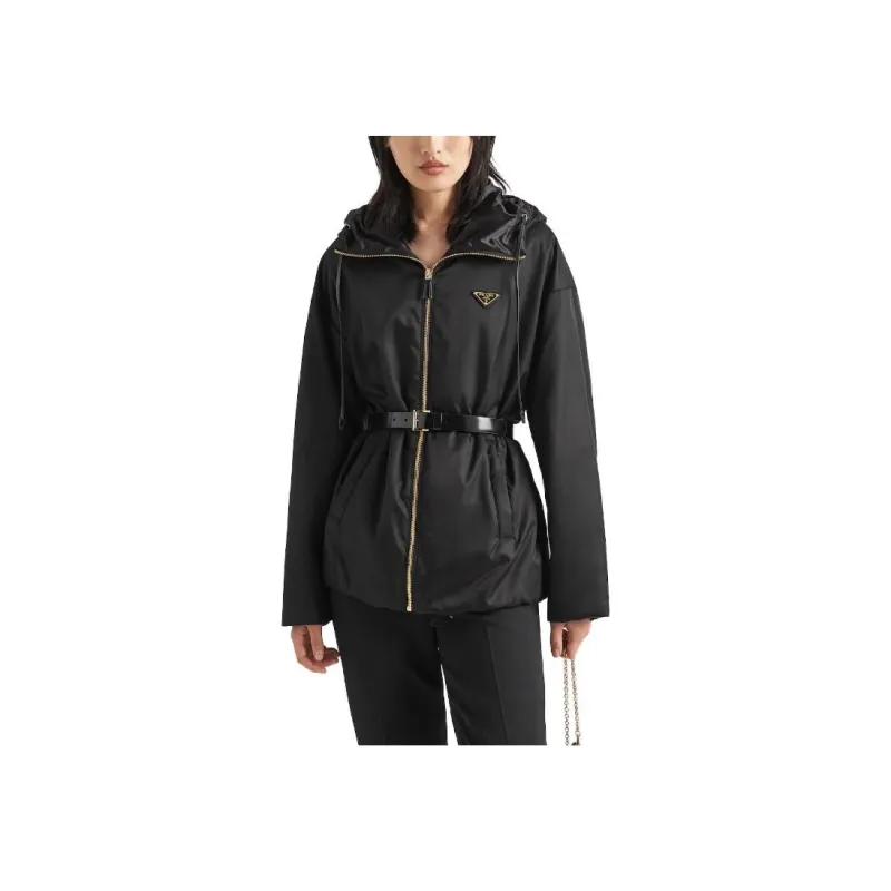 PRADA Re Nylon Belted Hooded Jacket-1