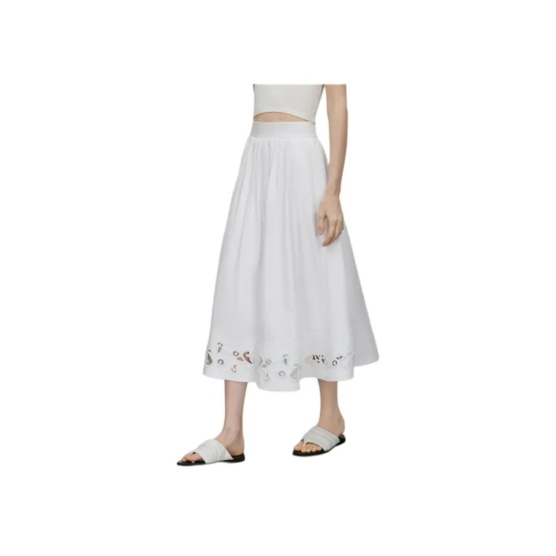 FANSILANEN Casual Long Skirt Women's Pure White-4