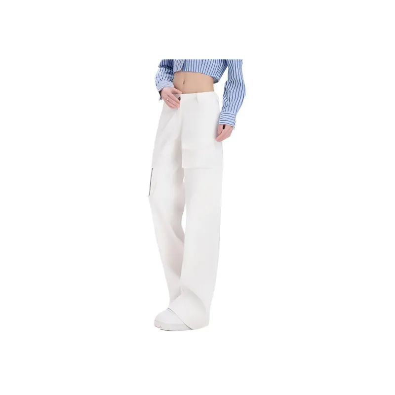 YINLEI Cargo Pants Women's White-2