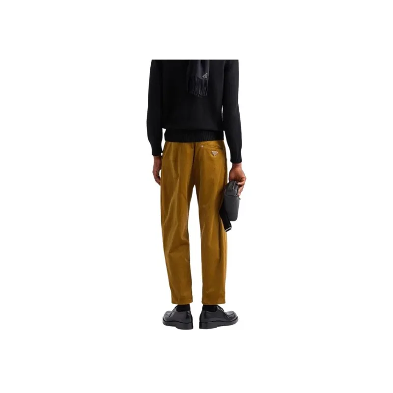 PRADA Triangle Logo Tapered Leg Trousers-3