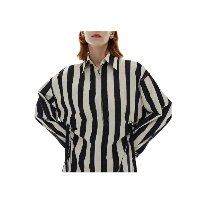 MOCO Long Sleeved Dress Women's Black Apricot Stripes-2