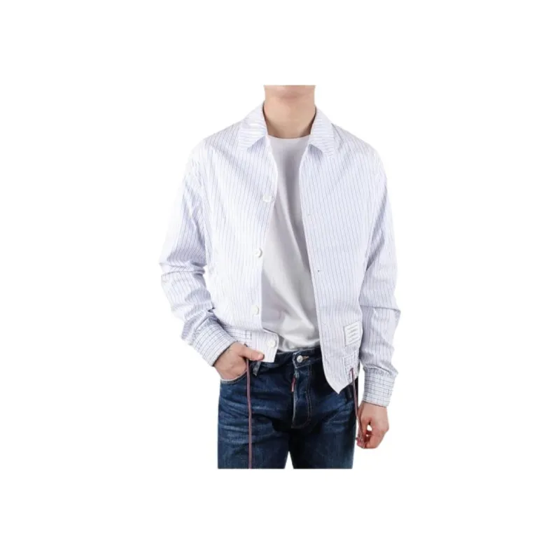 THOM BROWNE Striped Drawstring Waistband Shirt Jacket-4