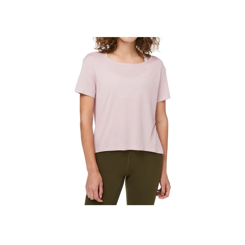 Lululemon Drop Shoulder Sleeve T-Shirt Women's Mixed Color Nude Pink-0