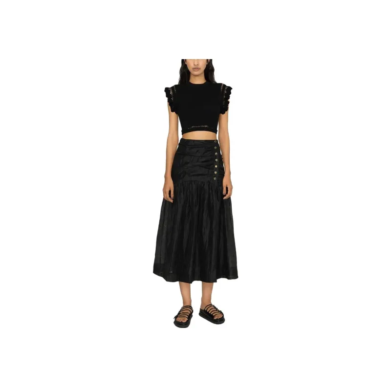 Sandro Casual Long Skirt Women's Black-1