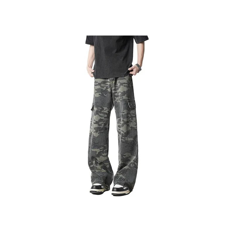 MIIOW Trend Party Series Jeans Unisex Green Camouflage-0