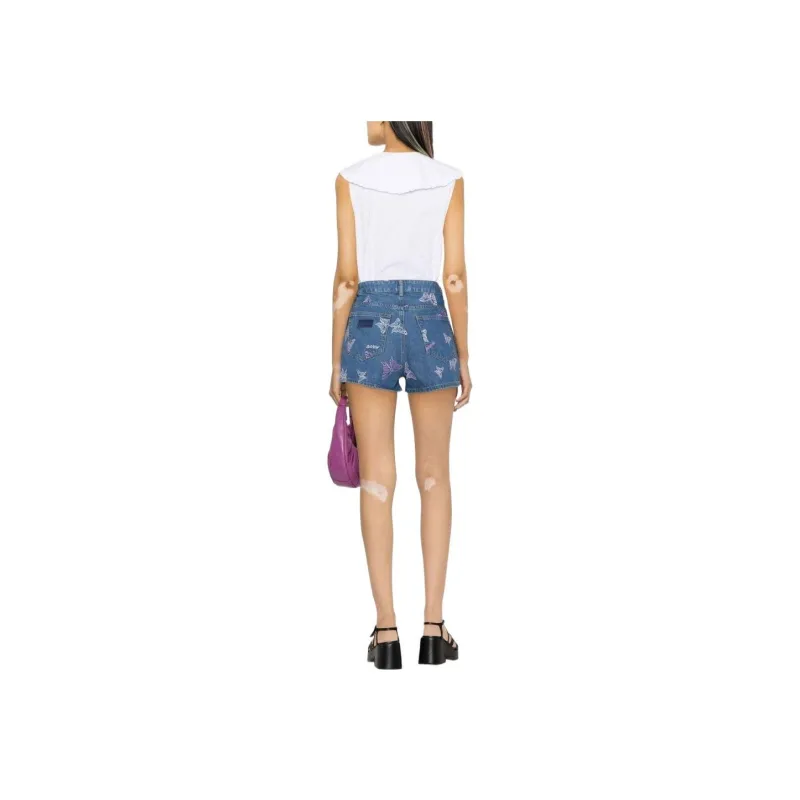 GANNI Butterfly Denim Shorts 'Denim'-1