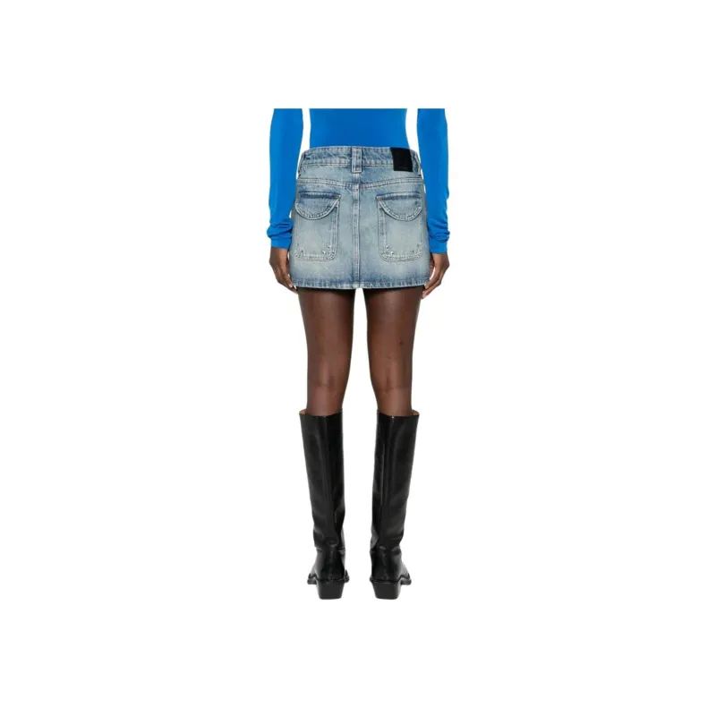 OFF WHITE Denim Cargo Mini Skirt-1