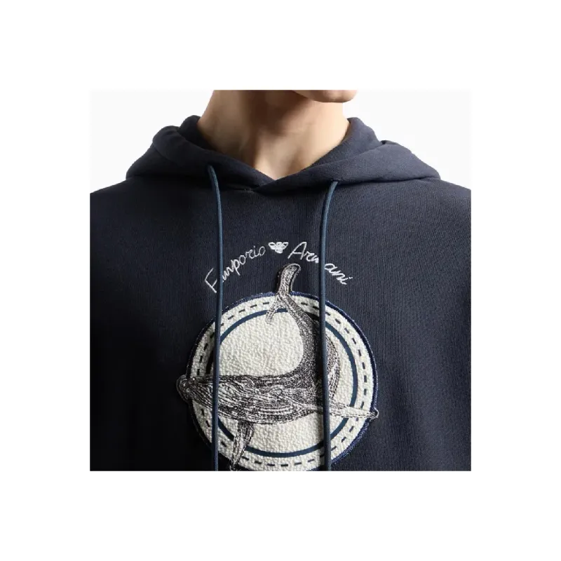 EMPORIO ARMANI Logo Printed Drawstring Hoodie-4