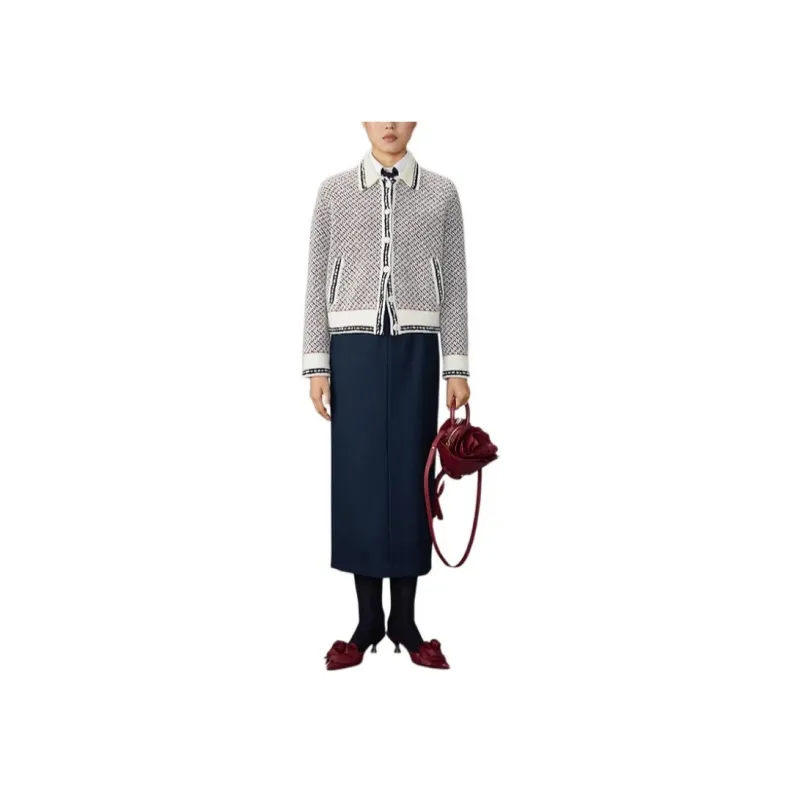 THOM BROWNE Spread collar Tweed Bomber Jacket-1