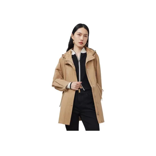 DESIGNICE 밀크 티 색상 여성 트렌치 코트