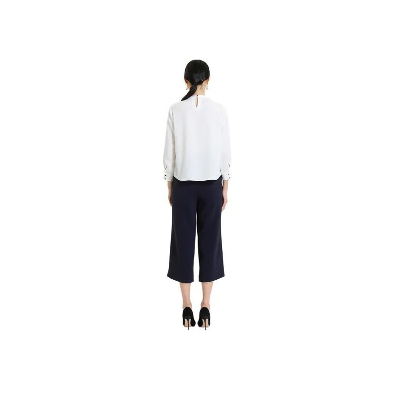 QIAOWANNI Shirt Women's Spray Flow White-1