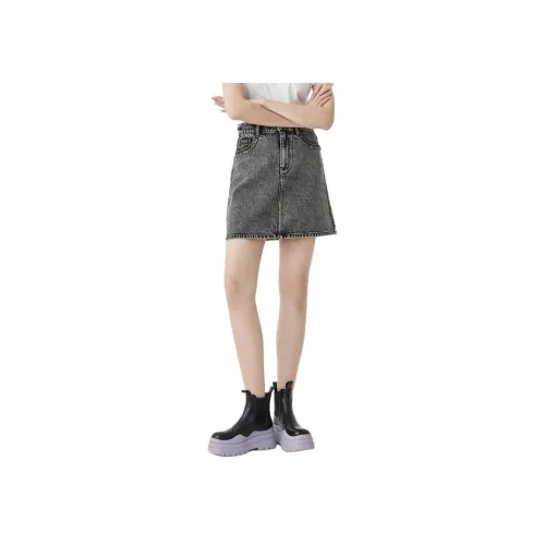 VIZAVIZA 데님 그레이 여성 데님 숏 스커트