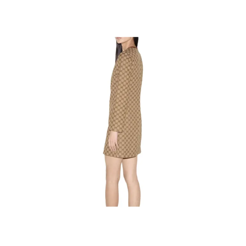 GUCCI Monogrammed Long Sleeve Mini Dress-2
