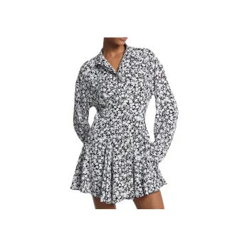 MICHAEL KORS Floral Print Satin Back Crepe Shirtdress