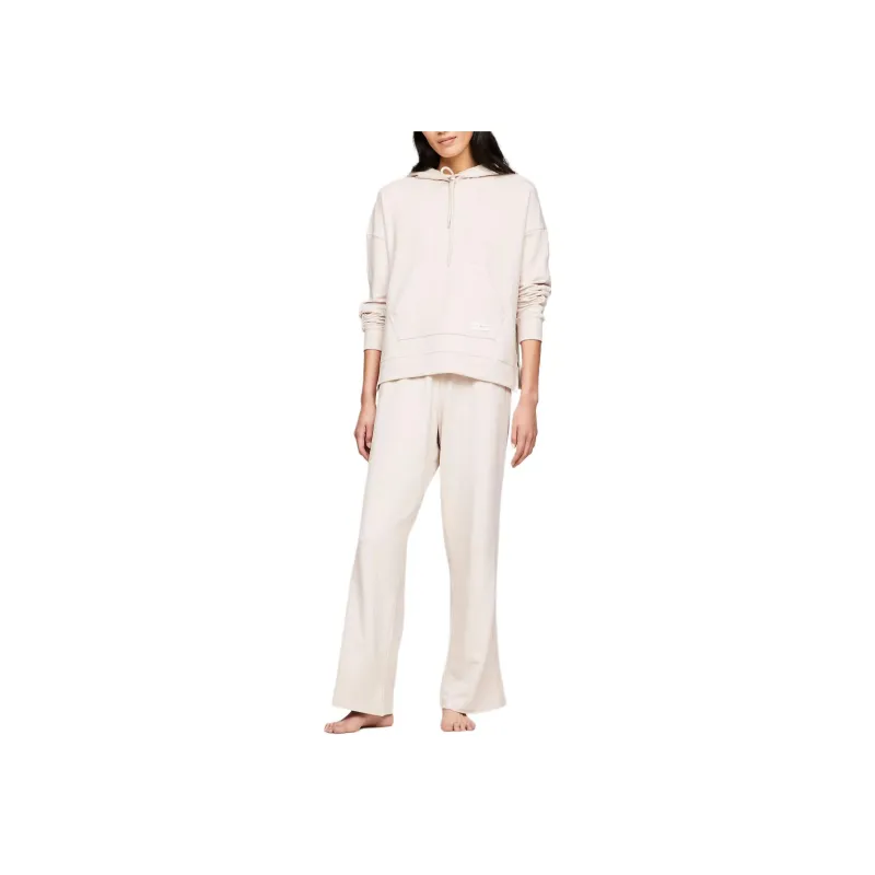 Tommy Hilfiger Th Established Logo Tape Lounge Hoody Sweatshirt Women's Cream-1