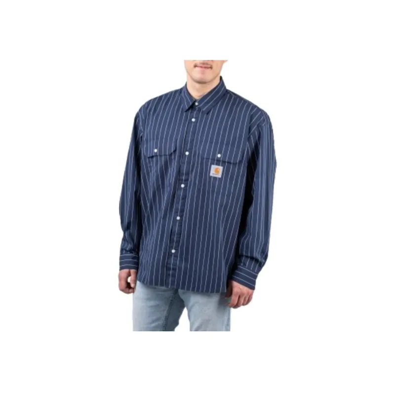 Carhartt WIP Men Camisa Orlean Shirt Blue-3